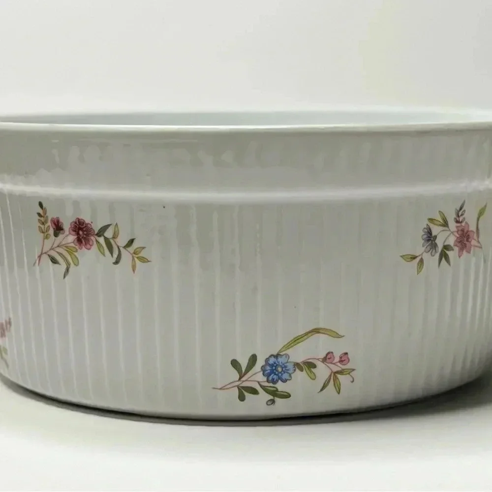 BIA Cordon Bleu Floral Casserole Dish Porcelain Soufflé Baking Pan Bowl